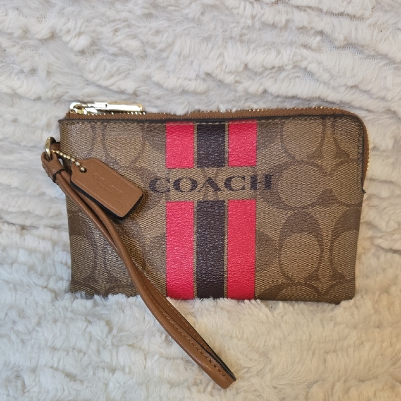 Low start!!!!  Coach Brown and Pink Wristlet - Picture 1 of 7